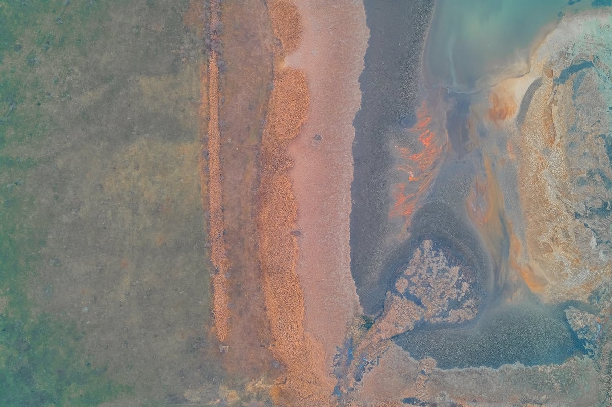 Aerial view of industrial pollution